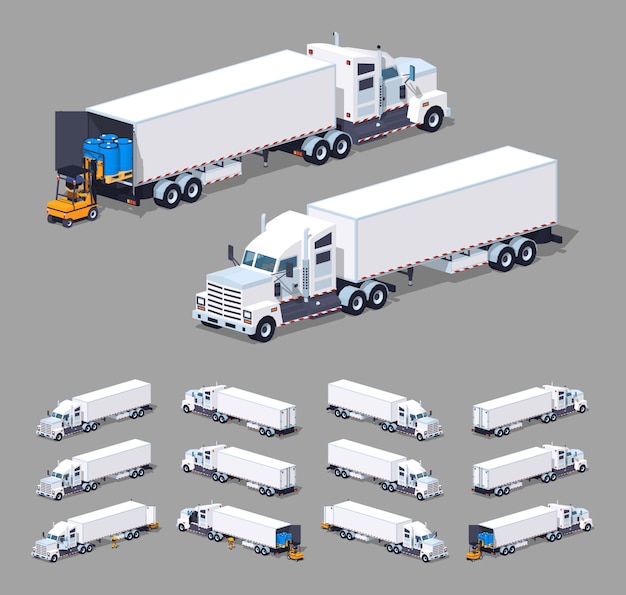 Download Premium Vector | Heavy white 3d lowpoly isometric truck with the trailer