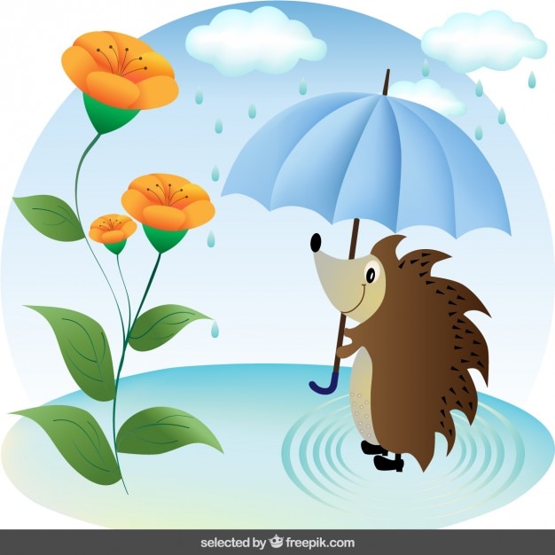 Hedgehog with umbrella