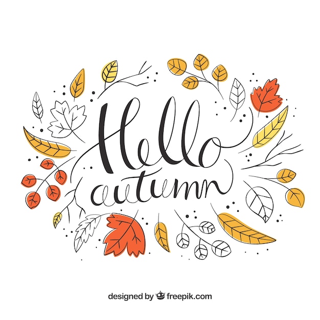 Free Vector | Hello autumn background with leaves