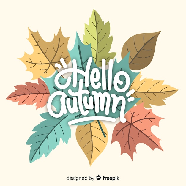 Free Vector Hello Autumn Lettering With Leaves