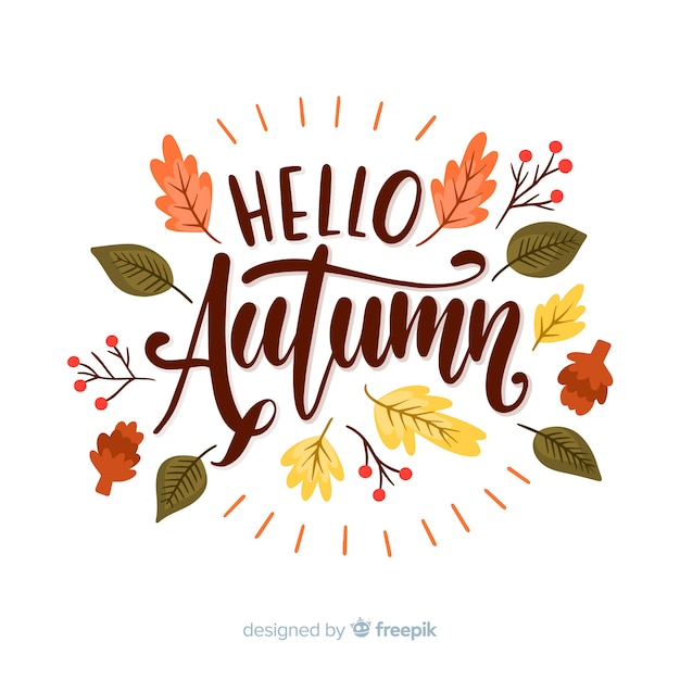 Free Vector | Hello autumn lettering with leaves
