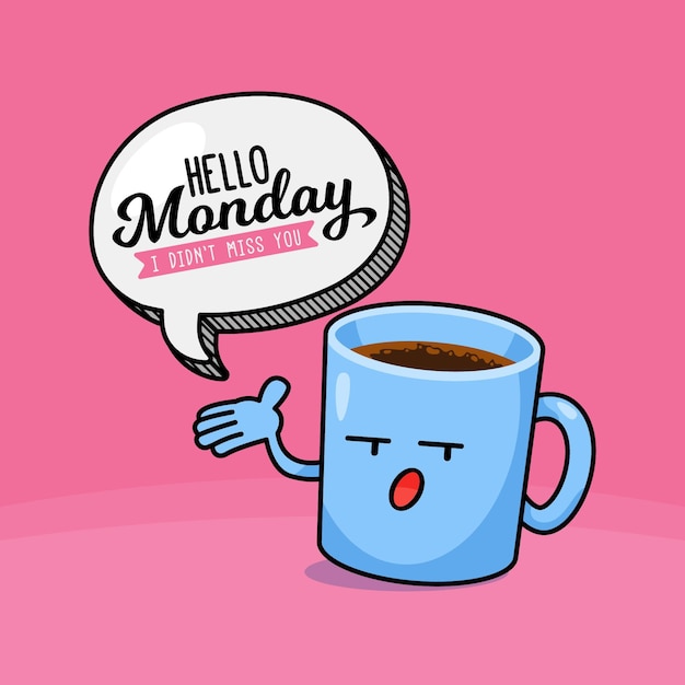 Free Vector | Hello monday background with cup of coffee