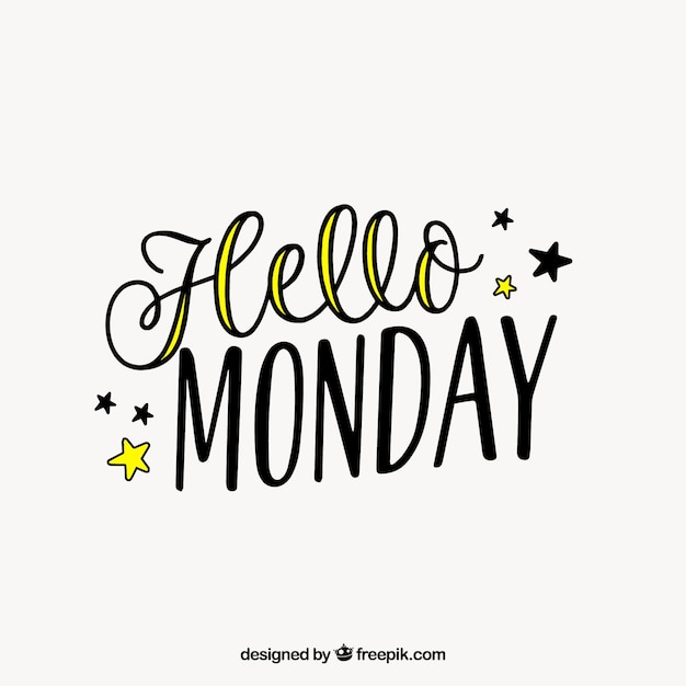 Free Vector | Hello monday, hand-drawn letters