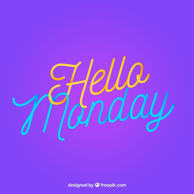 Free Vector | Hello monday, purple background