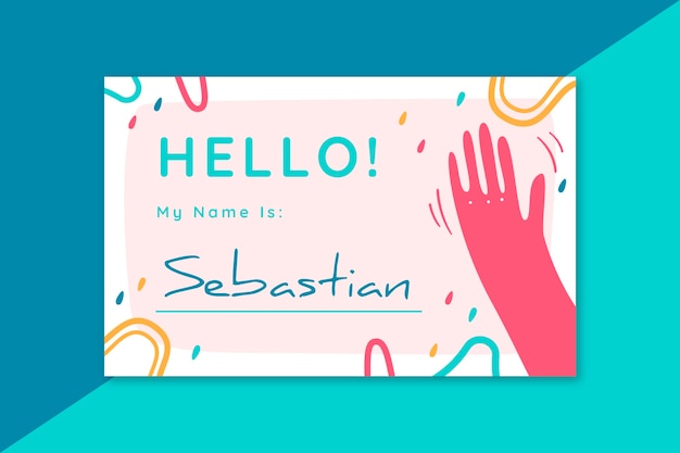 Free Vector Hello my name is label card template