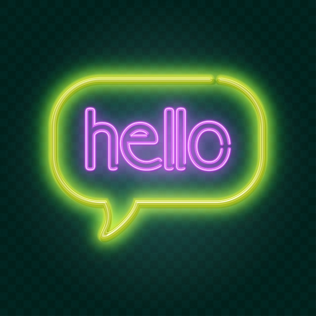 Premium Vector | Hello neon sign