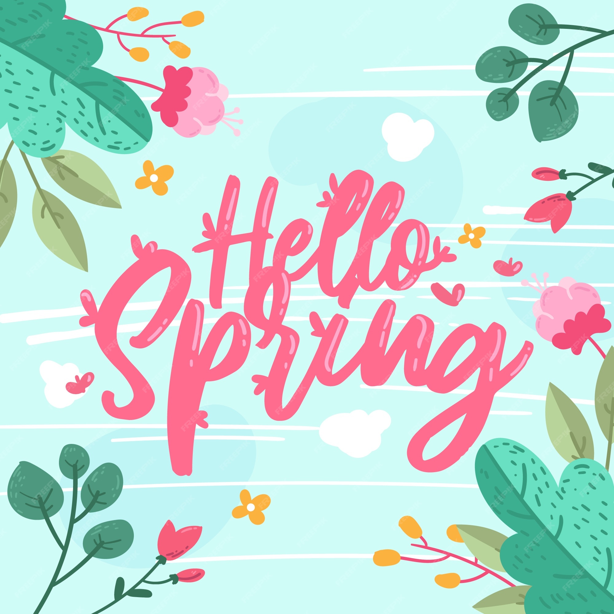 Free Vector | Hello spring floral wallpaper