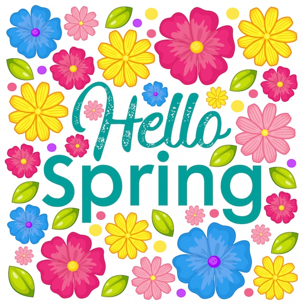 Premium Vector | Hello spring flower card