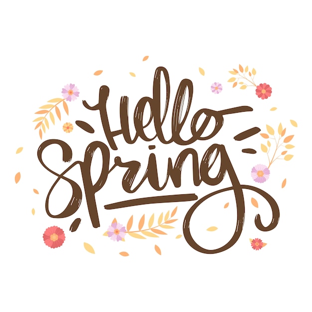 Free Vector | Hello spring lettering with decoration