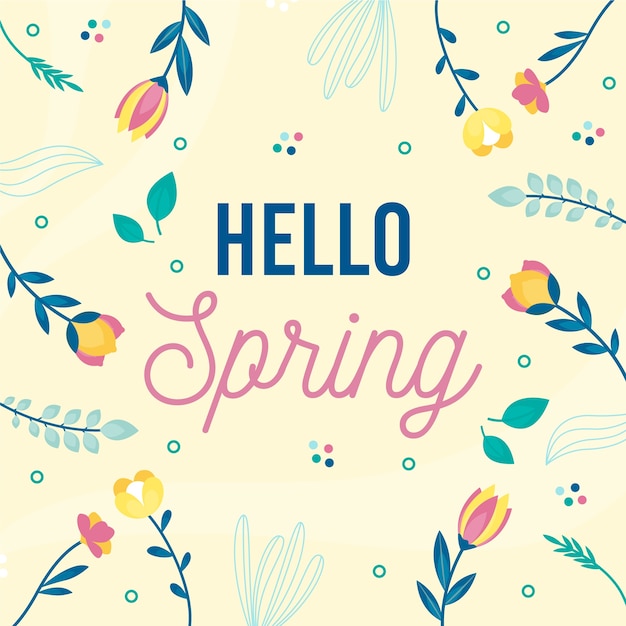 Free Vector | Hello spring with beautiful flowers