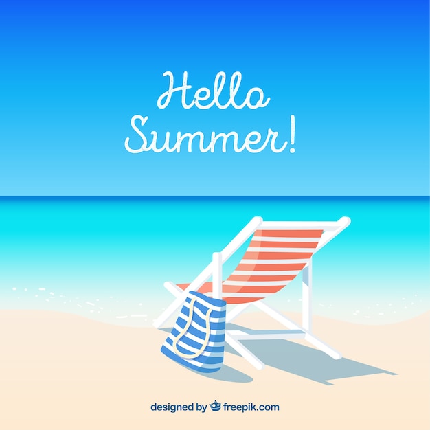 Hello summer background with beach view
