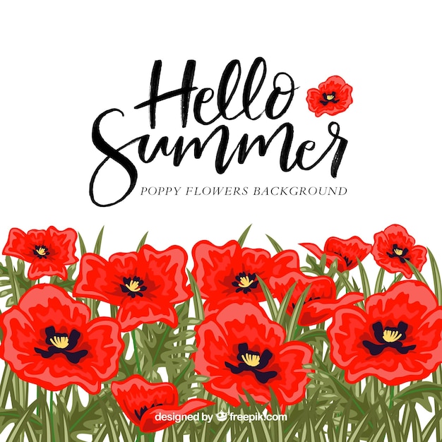 Free Vector | Hello summer background with colorful plants and flowers