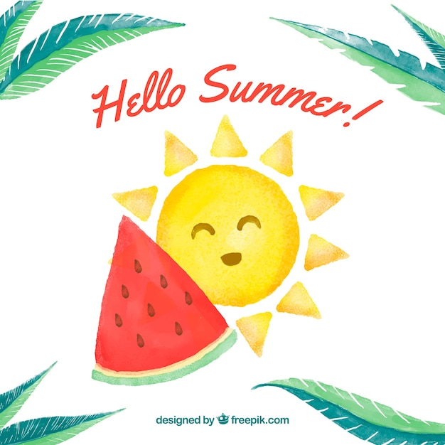 Download Free Vector | Hello summer background with cute sun and ...