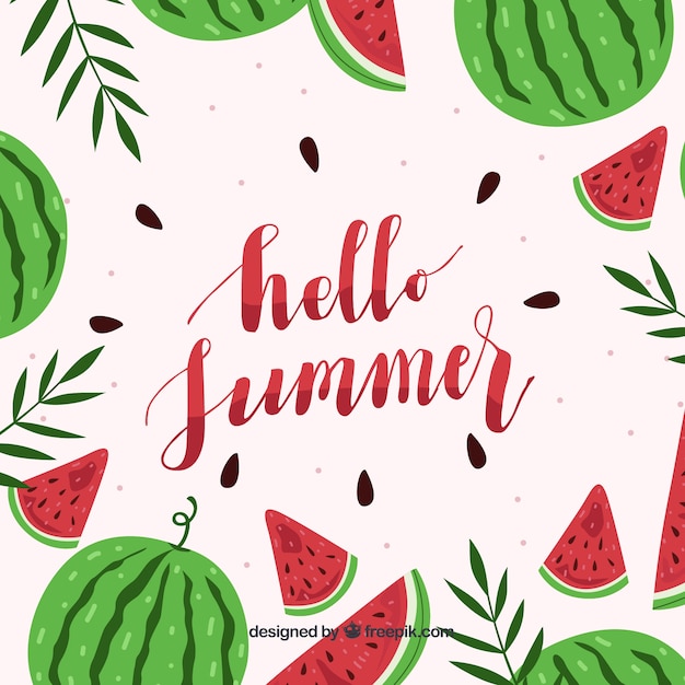Premium Vector | Hello summer background with delicious and fresh ...