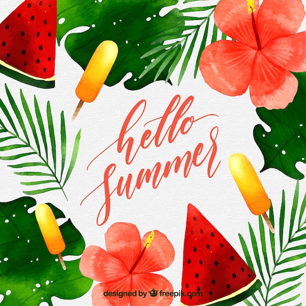 Download Hello summer background with watermelon and ice creams in ...