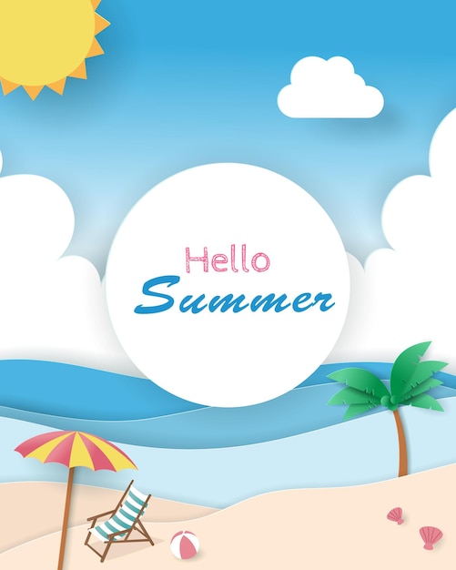 Premium Vector | Hello summer beach