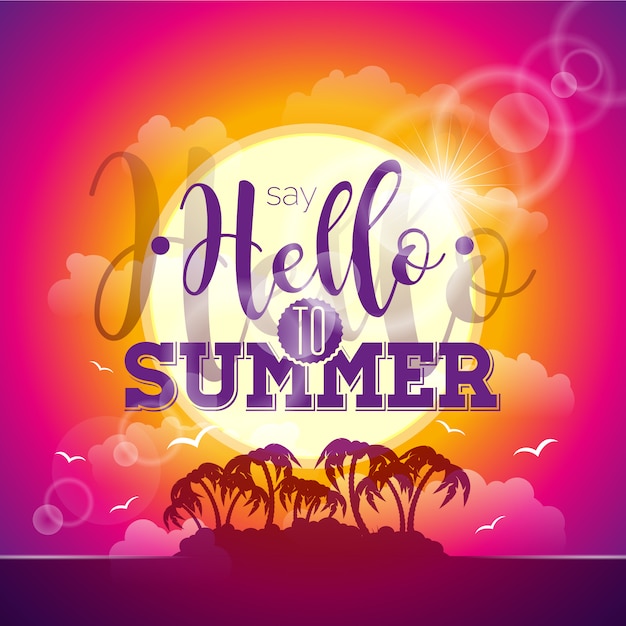Hello summer colorful background