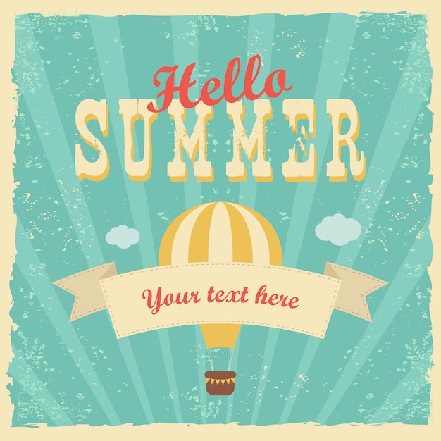 Premium Vector Hello Summer Enjoy Summer Let S Party Fashion Typography Posters Greeting Card Vector Summer Background With Sunburst Balloon And Ribbon