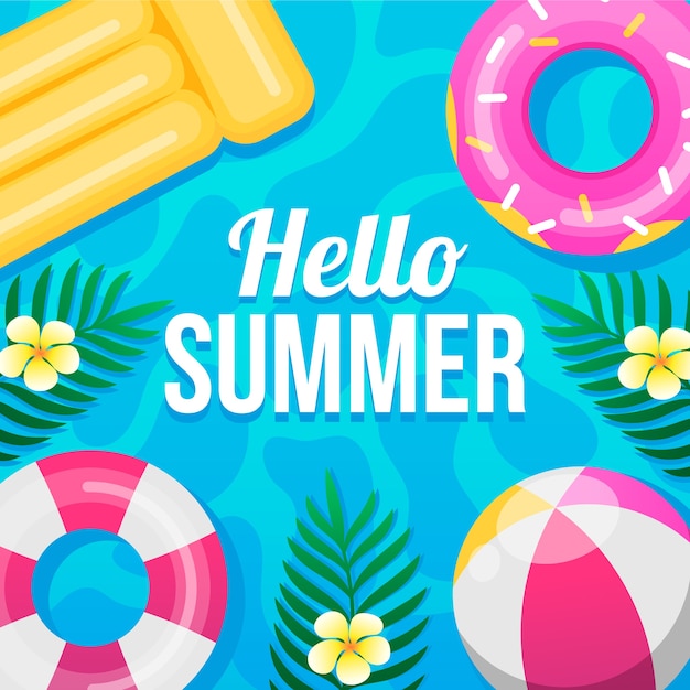 Download Hello summer in flat design | Free Vector