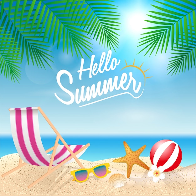 Premium Vector | Hello summer holiday background.