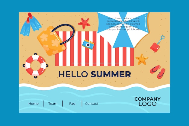 Download Free Hello Summer Landing Page With Beach And Umbrella Free Vector Use our free logo maker to create a logo and build your brand. Put your logo on business cards, promotional products, or your website for brand visibility.
