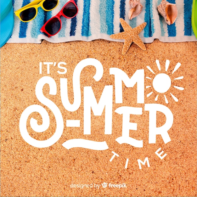 Download Free Vector | Hello summer lettering with photo