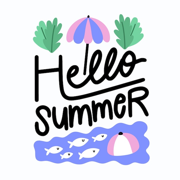 Download Hello summer lettering | Free Vector