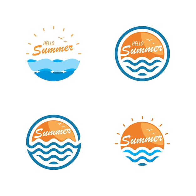 Premium Vector Hello Summer Logo Design Template