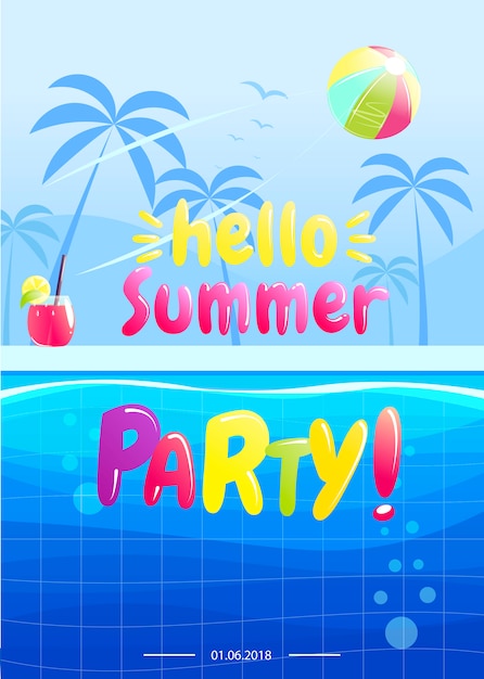 Download Hello summer party banner design | Free Vector