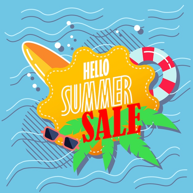 Download Premium Vector | Hello summer sale banner