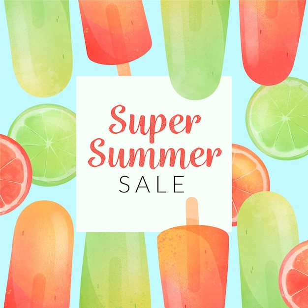 Download Hello summer sale with lime and popsicles | Free Vector