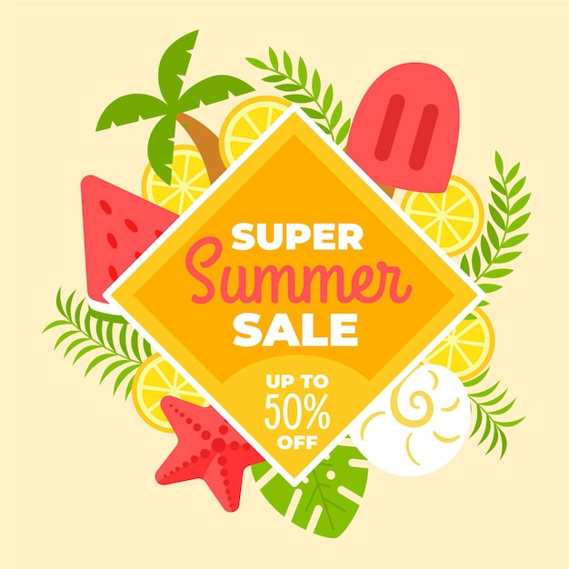 Download Hello summer sale with popsicle and watermelon | Free Vector