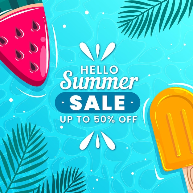 Download Free Vector | Hello summer sale with popsicles