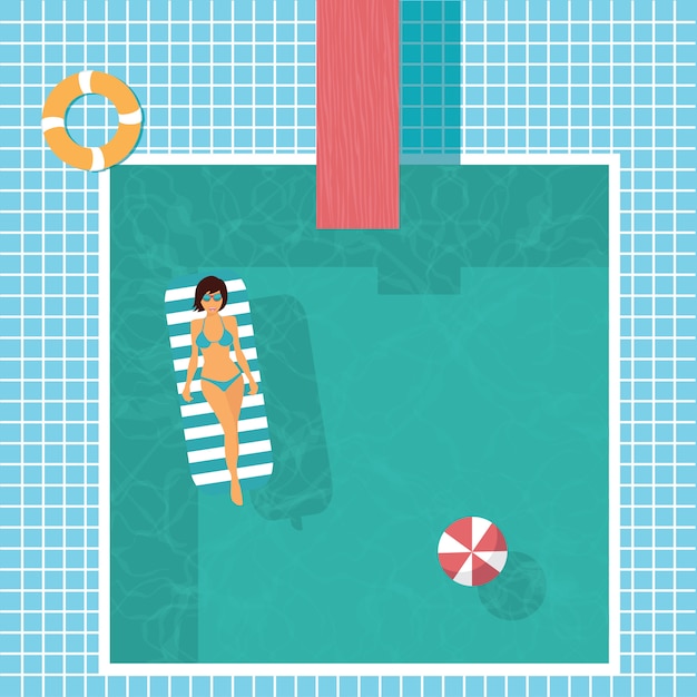 Premium Vector | Hello summer. swimming pool. flat vector illustration