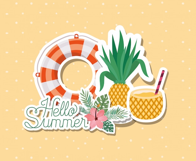 Premium Vector | Hello summer and vacation stickers design