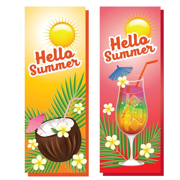 Download Hello summer vertical banner | Premium Vector