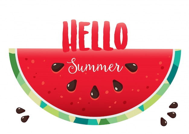 Download Hello summer watermelon background vector | Premium Vector