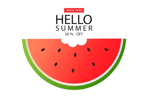 Download Hello summer, watermelon banner, sale banner, 50% sale ...