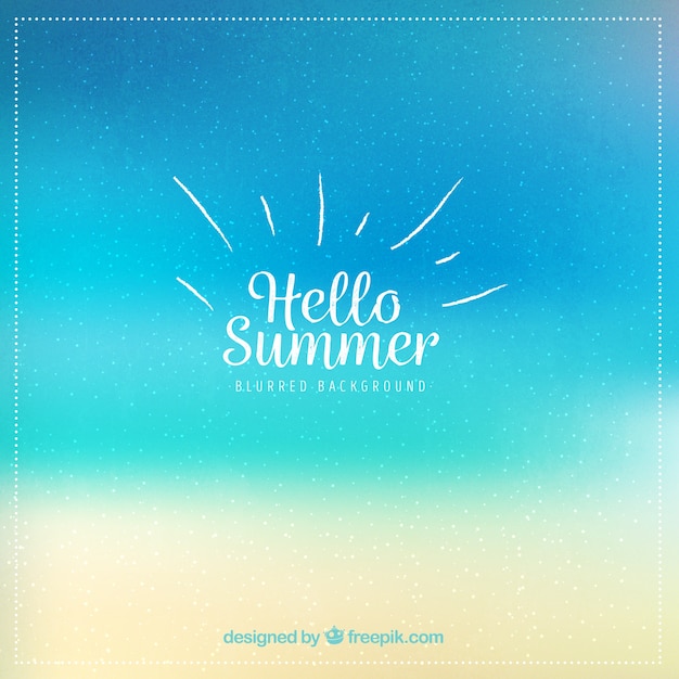 Hello summer with blurred background | Free Vector