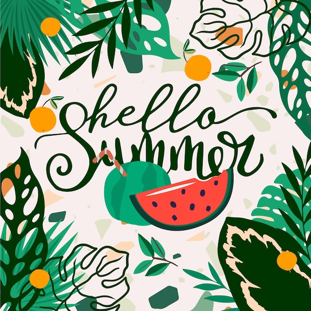 Download Hello summer with watermelon | Free Vector