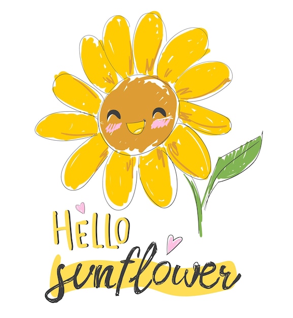 Premium Vector | Hello sunflower illustration.