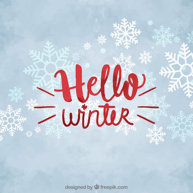 Free Vector | Hello winter background with red lettering