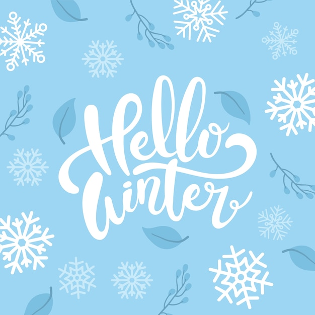 Download Hello winter concept lettering | Free Vector