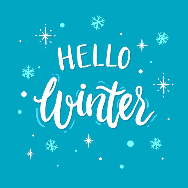 Hello winter concept lettering Vector | Free Download