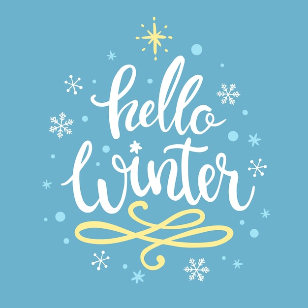 Free Vector | Hello winter concept lettering