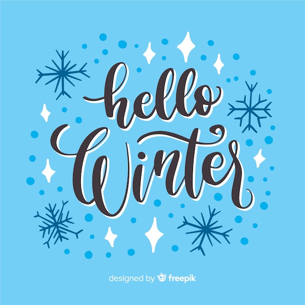 Download Hello winter concept lettering Vector | Free Download