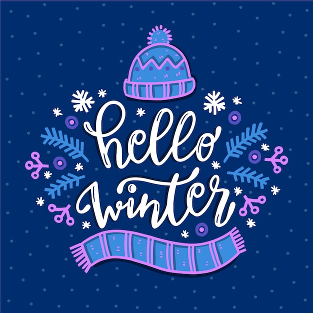 Download Hello winter concept lettering Vector | Free Download