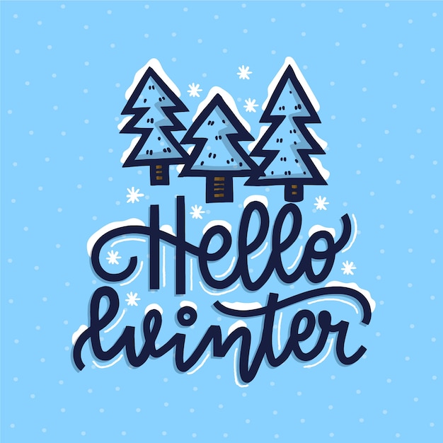 Download Hello winter concept lettering | Free Vector