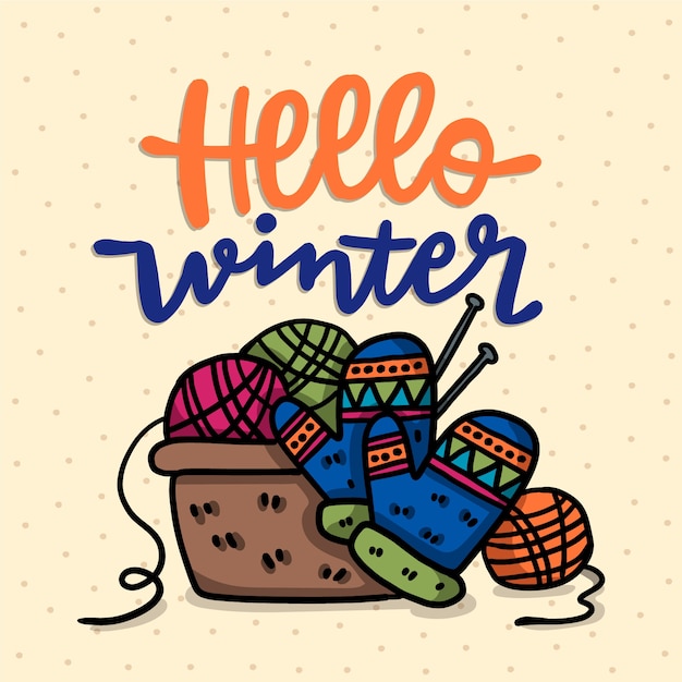 Hello winter concept lettering Vector | Free Download