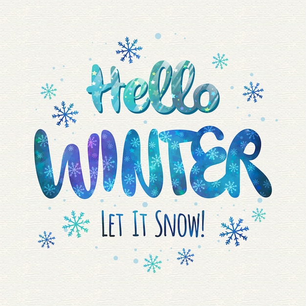 Download Hello winter concept lettering | Free Vector